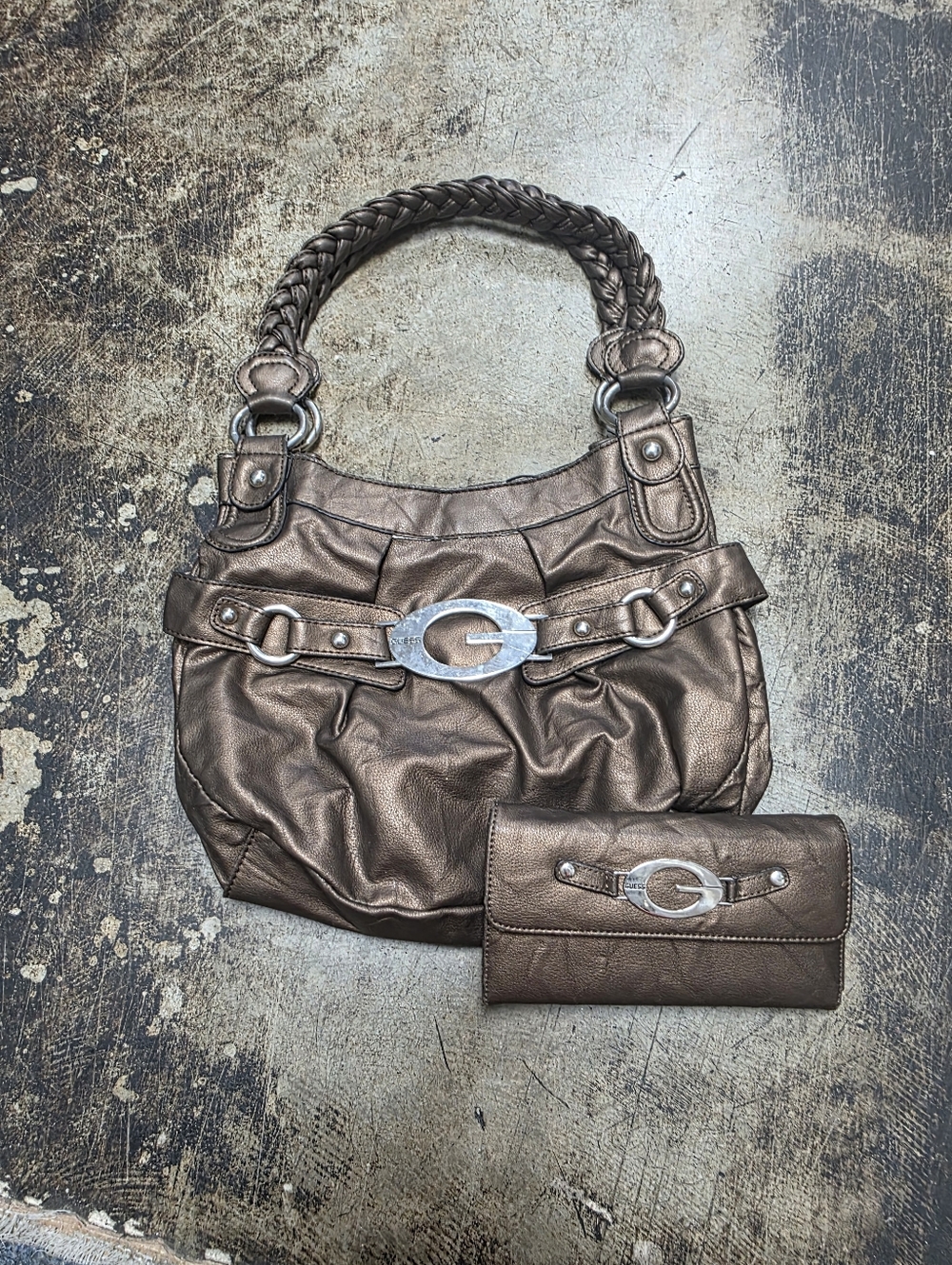 Vintage Y2k Brown Guess Bag 2pc Set